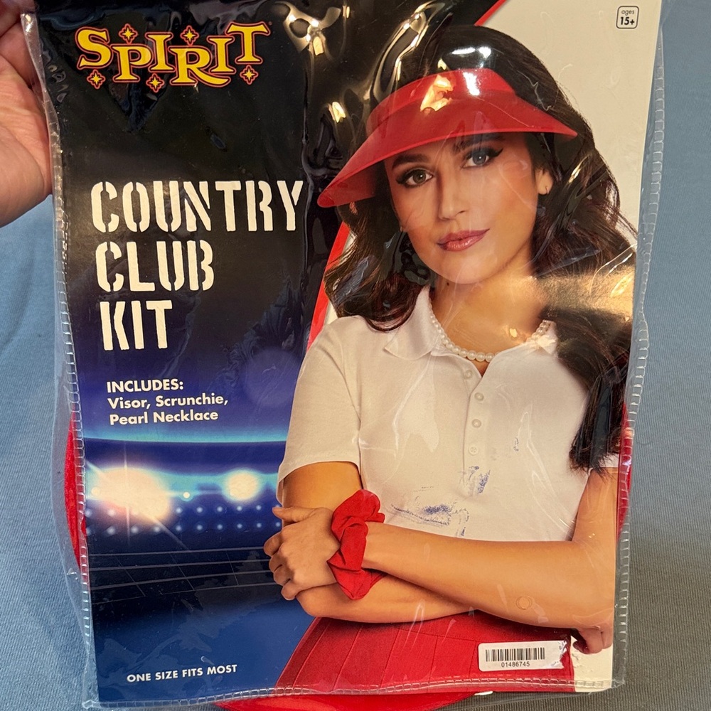 Spirit Country Club Tennis Costume Kit Red Visor Halloween NWT